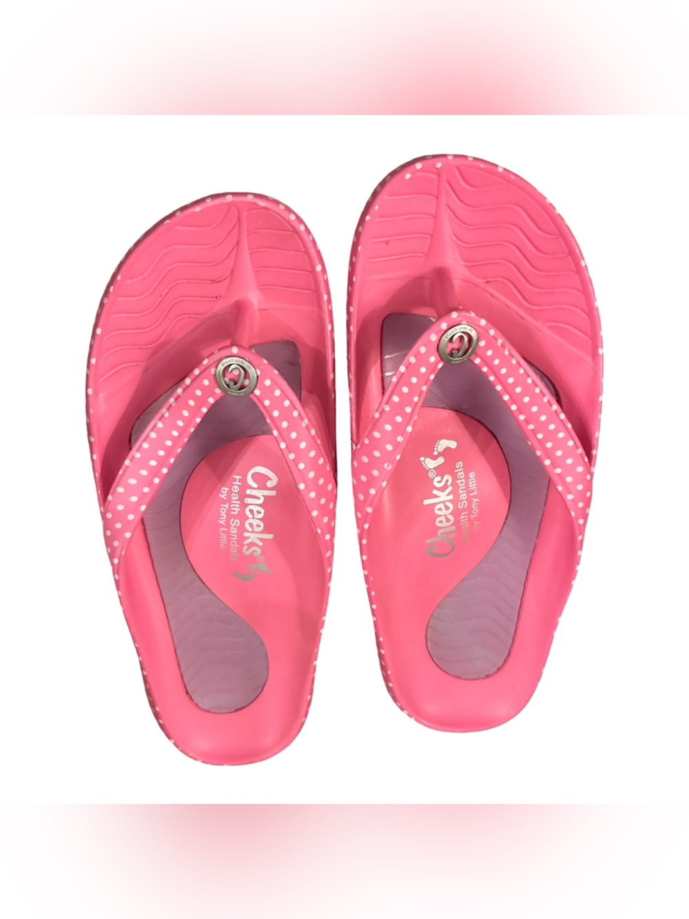 Cheeks Pink Polka Dot Flip Flop Health Sandals by my Tony Little Size 7